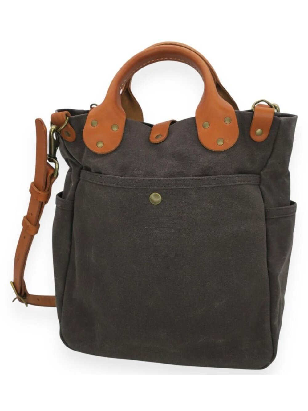 Winter Session Garrison Waxed Canvas Carryall Tote Bag - Gray Handcrafted USA